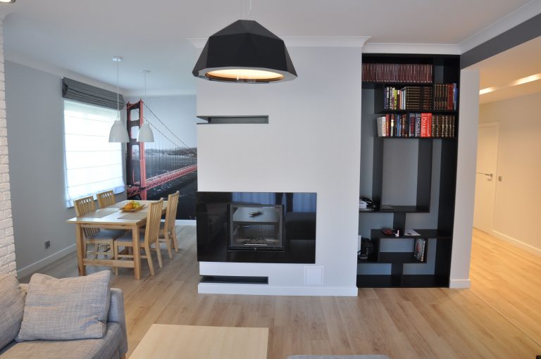 zabudowa G-K kominka - mieszkanie Szczecin